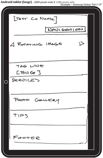 Site Wireframe - Tablet Device in Partial Screen Mode